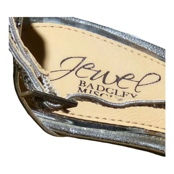 Jewel Badgley Mischka Heels Size 8 Silver Glitter - Picture 5 of 7